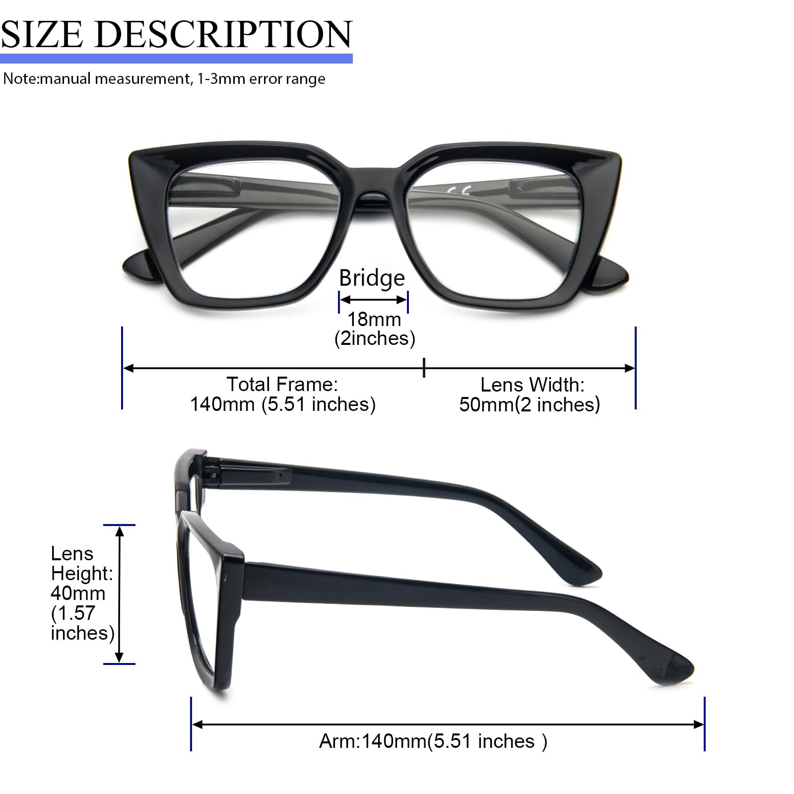 Kodilin 2 Pack Occhiali da lettura donna Oversized Square Anti Luce Blue Computer Lettori Uomo con cerniera a molla (+1.0, nero grigio tartaruga)