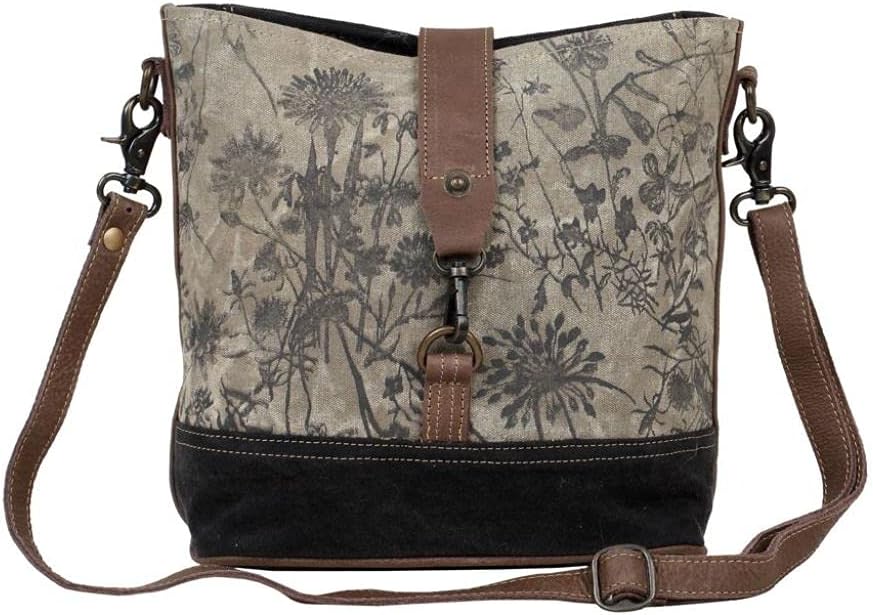 Myra Bag Floral Purses for Women - Canvas Floral Purse with Genuine Leather Accents, Casual Everyday Women’s Flower Bag