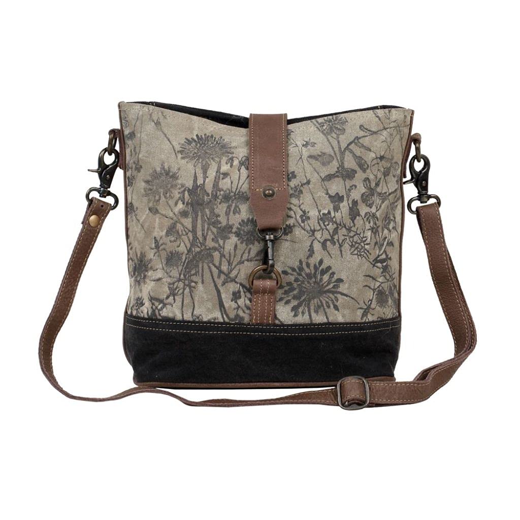 Myra Bag Floral Purses for Women - Canvas Floral Purse with Genuine Leather Accents, Casual Everyday Women’s Flower Bag