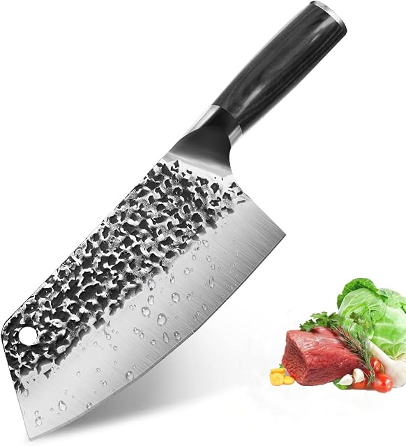 KENTROON Meat Cleaver Knife Chef Knife for Meat and Vegetable Cutting High Carbon Stainless Steel Chinese Chef Knife for Home and Restaurant with Ergonomic Handle