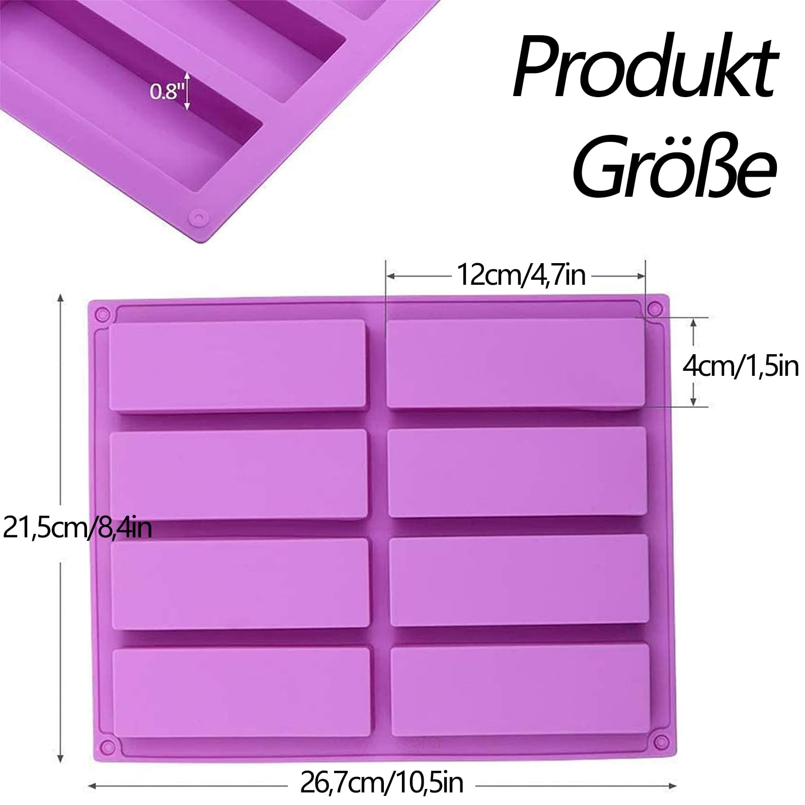 Stampo In Silicone Per Barrette Di Muesli - 2 Pezzi, 27x21.5 Cm Viola Per Dolci E Snack - Foto 10