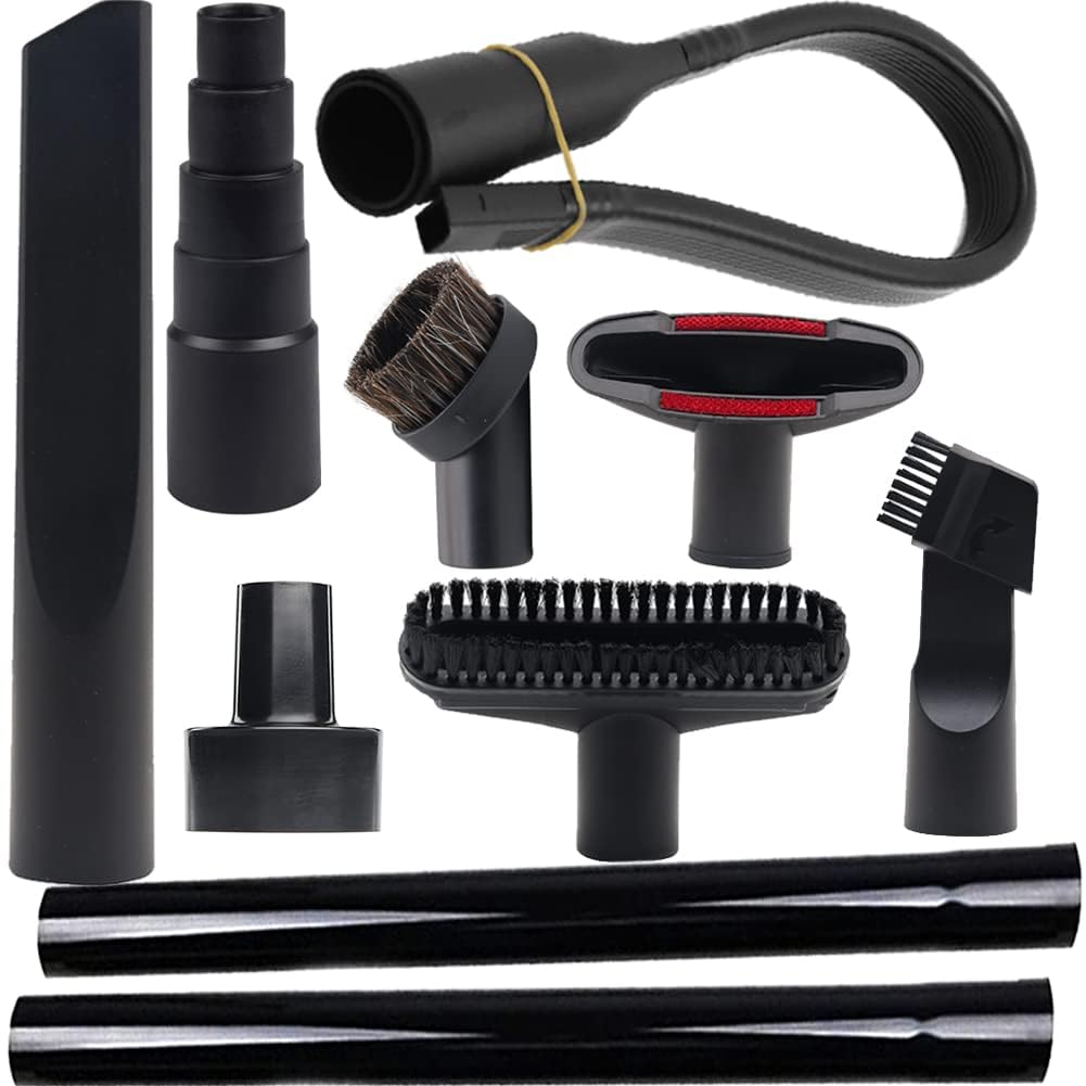 10 accesorios universales para aspiradora industrial; kit de adaptador de manguera de vacío de 6,35 cm a 3,175 cm y 4,7625 cm a 2,54 cm, accesorio de cepillo de vacío, herramienta flexible para
