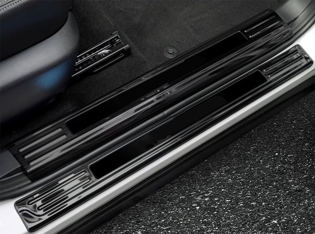 Entry Guards Cover Compatible with Nissan Rogue 2021 2022 2023 2024 2025 2026 Door Sills Welcome Pedal Protect Trim Interior Car Accessories Stainless Steel 8PC(Black Brushed Finish)