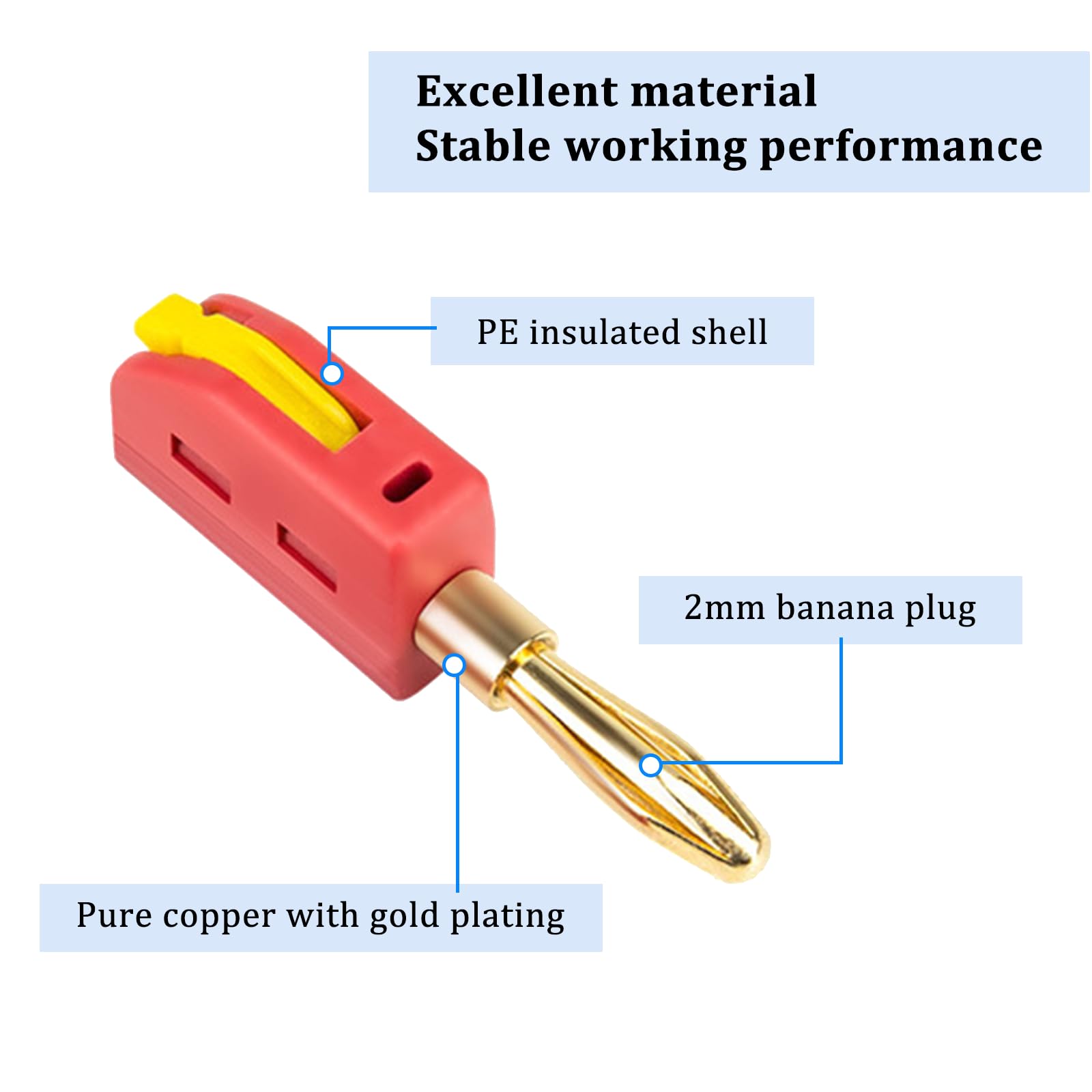 10 Pièces Fiches Banane,Fiche Banane Enceinte 4 mm,Banane Connecteur 32A,Fiches Bananes pour Bananepour HiFi Haut-Parleur, Amplificateur, Speaker Cable