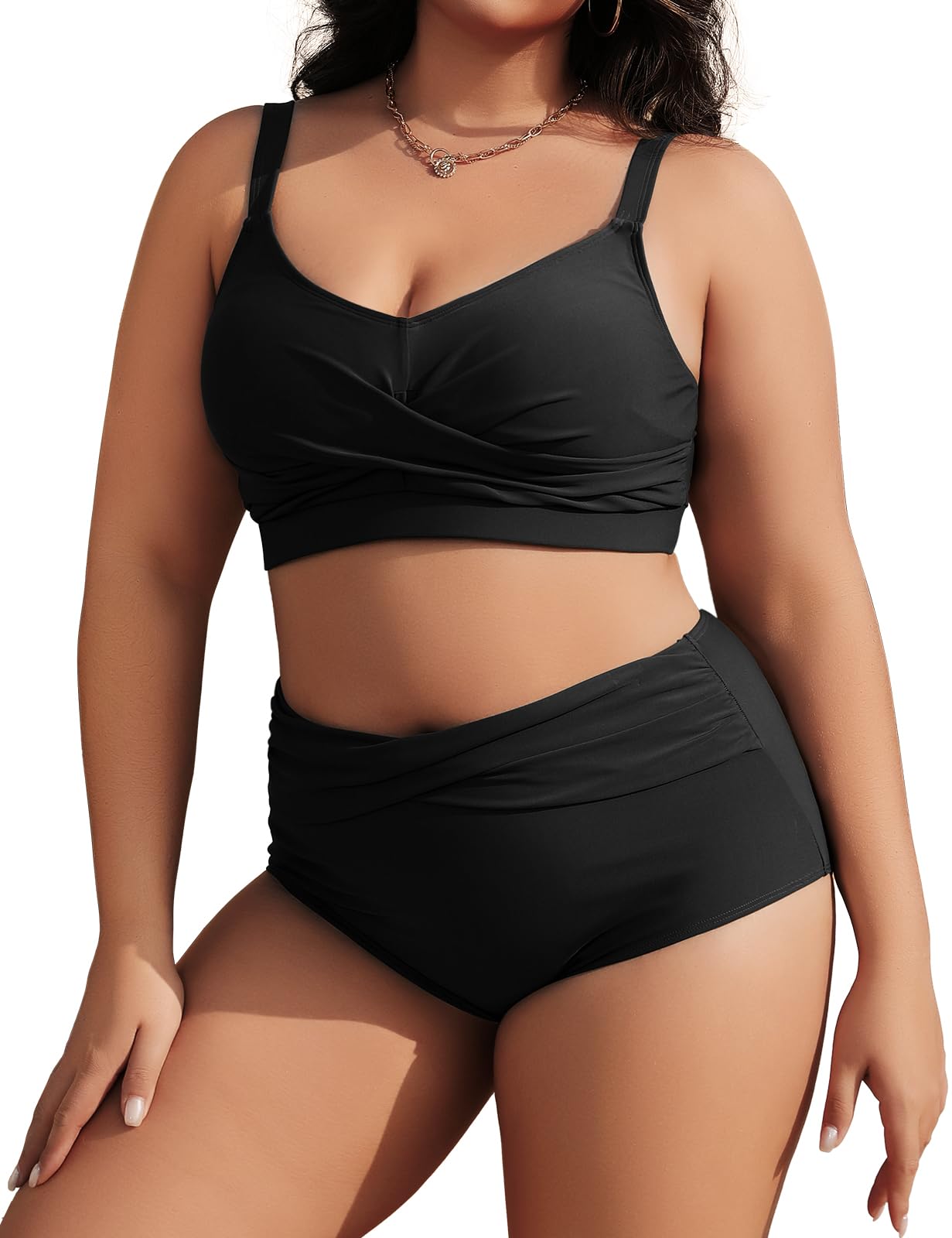 Tuopuda Bikini Mujer Talla Grande Push Up Cintura Alta Traje de Baño Dos Piezas Conjunto de Bikini Biquini con Relleno Bikini Top con Brasileño Braga Alta Natacion Playa M-4XL