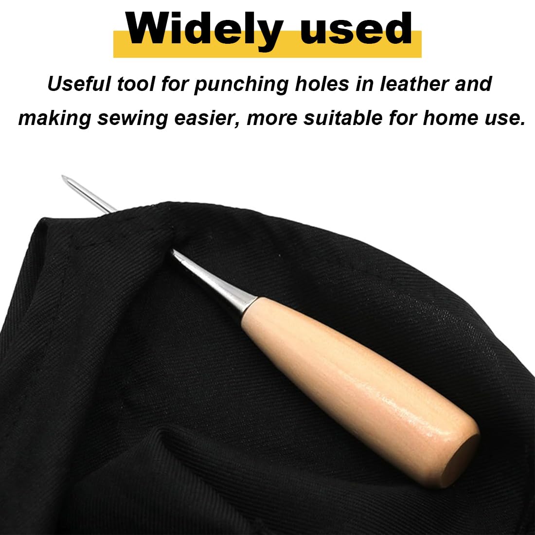 Set 3 Punteruoli Per Pelle - Con Manico In Legno Per Cucito Fai Da Te - Foto 3