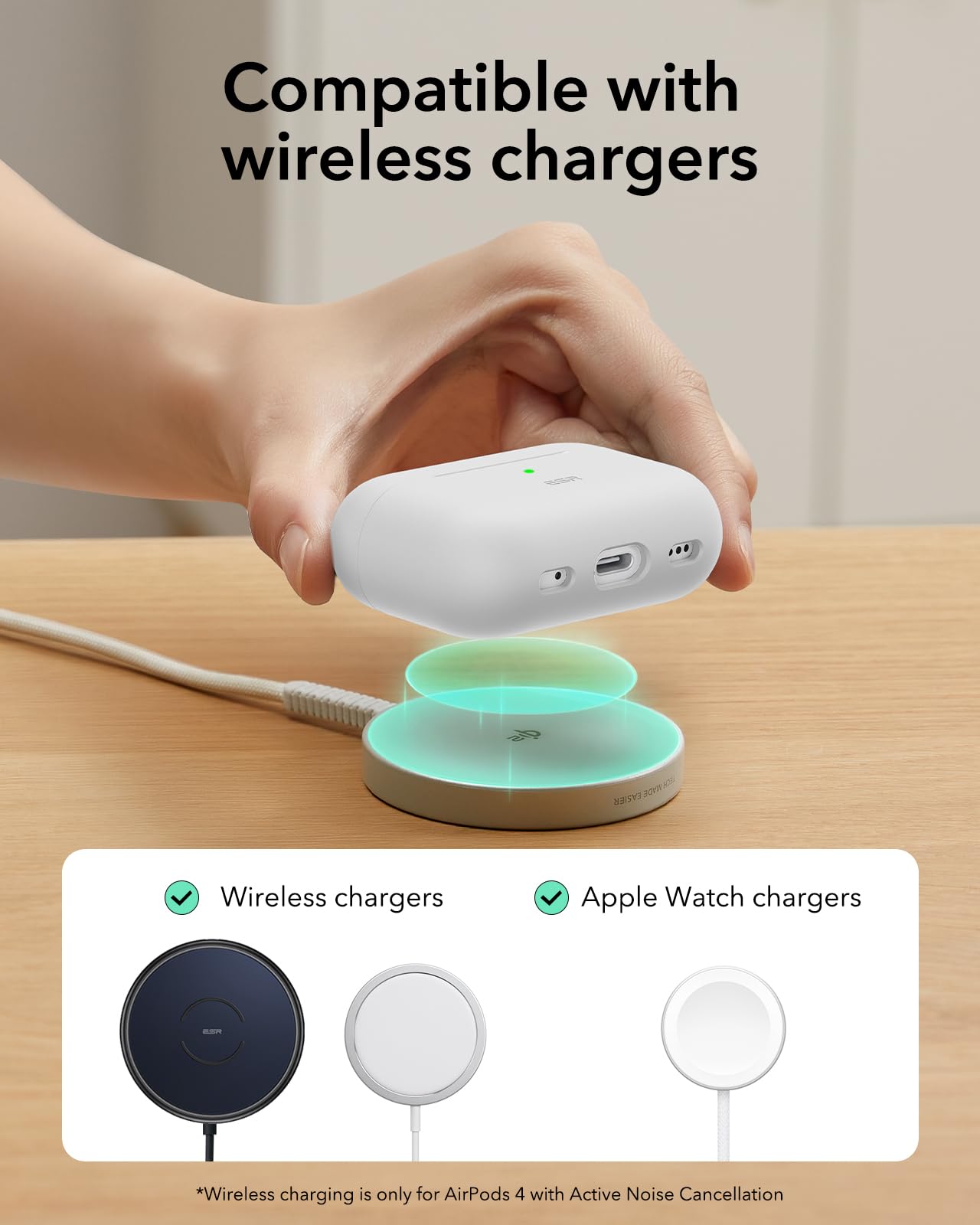 ESR Etui do AirPods Pro (2023/2022/2019, 2. generacji), kompatybilne z AirPods Pro 2. generacji (kabel USB-C/Lightning), magnetyczna pokrywa blokująca, pełna ochrona przed upadkiem, smukłe i lekkie,