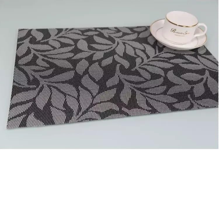 Image of YELONA Placemats for Dining Table - Heat Resistant, Non-Slip & Washable PVC Vinyl Table Mats - Set of 4, 45 x 30 cm (Charcoal Grey)