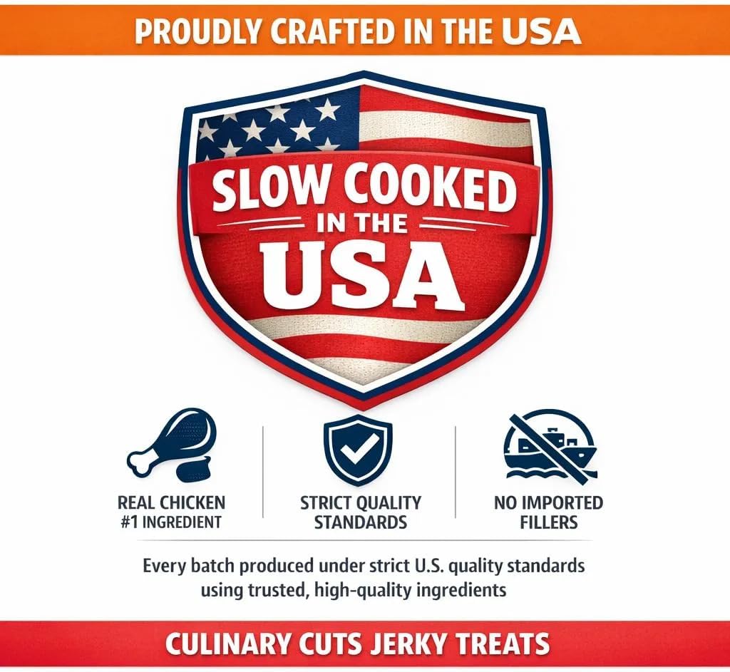 Chicken Jerky Dog Treats Made in USA Culinary Cuts - Soft Chewy High Protein Grain Free Dog Jerky Treats Real Chicken All Natural - Training Treats for Small Medium Large Dogs - 16oz