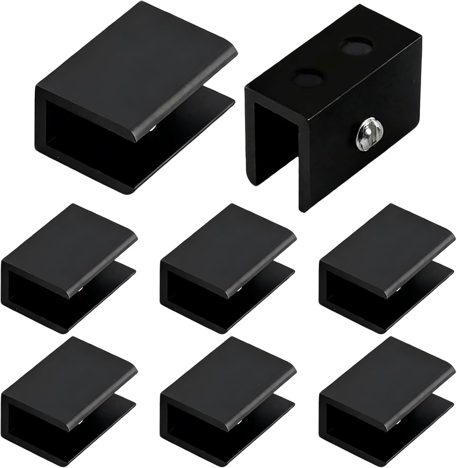 8 Pcs Black Aluminum Alloy Square Glasses Shelf Brackets Clamp Clip, Greenhouse Glass Clips Holder Support, Glass Shelf Supports, Mirror Corner Brackets (Suitable for 5-8mm Thick)