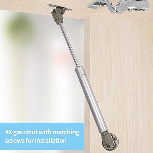 Miniatura 6 de Soporte de gas para puerta de gabinete de 8 pulgadas, 4 piezas, 100 N/22.5 libras, vida de seguridad, bisagra de gas para puerta de gabinete de