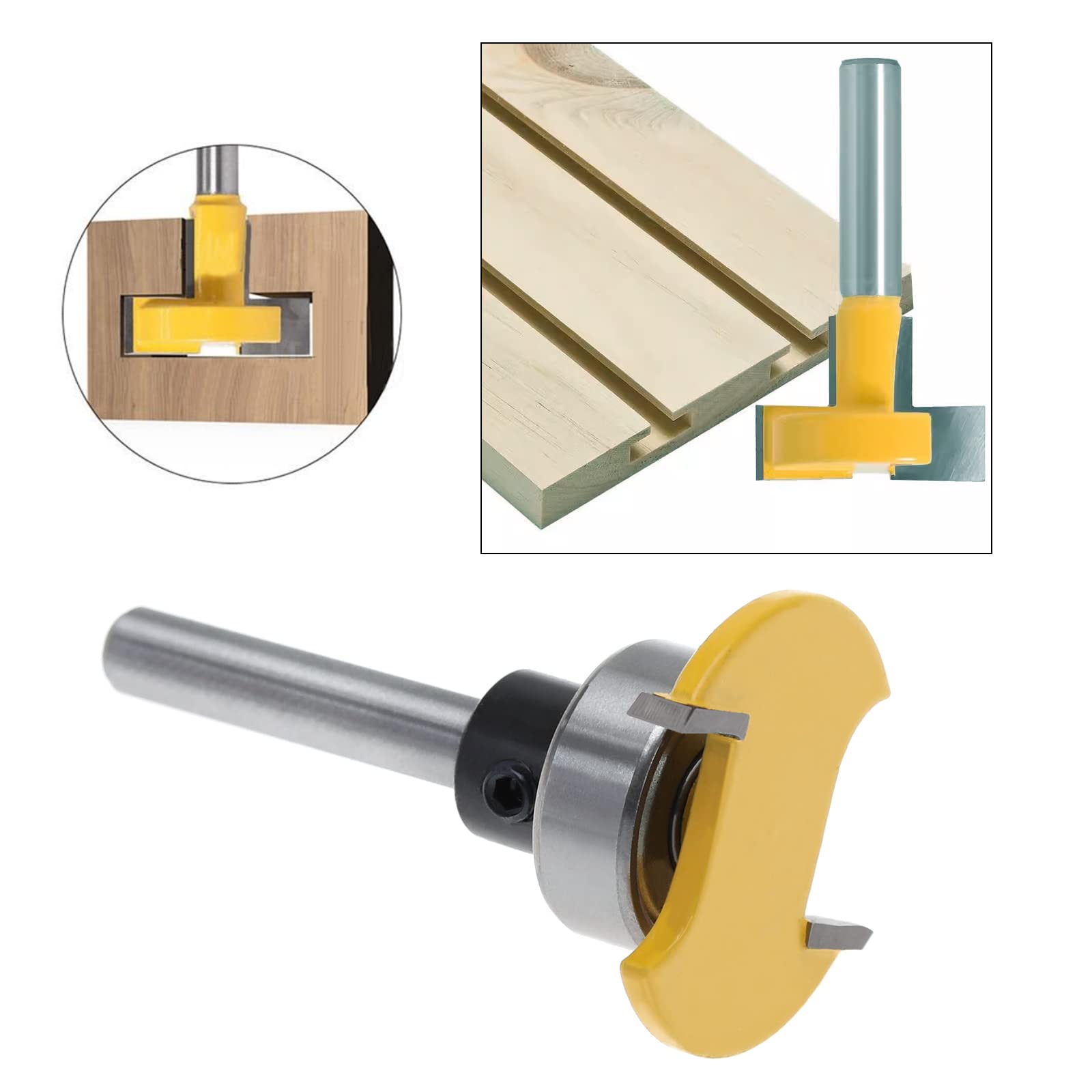 Set di 4 Frese per Legno Gambo 8mm, Punte per Legno Metallo, Fresatura con Cuscinetto, Strumenti per la Lavorazione del Legno per Tagliare il Legno (4