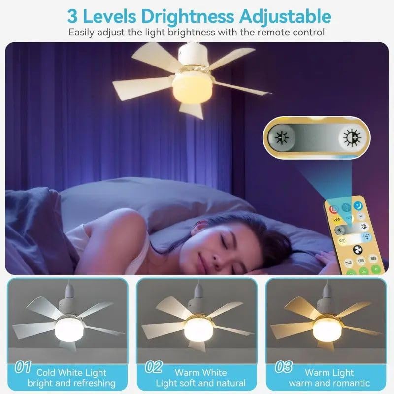 Ventilateur de plafond silencieux avec télécommande et lumière LED douille E27 CLAIRVENT - 4
