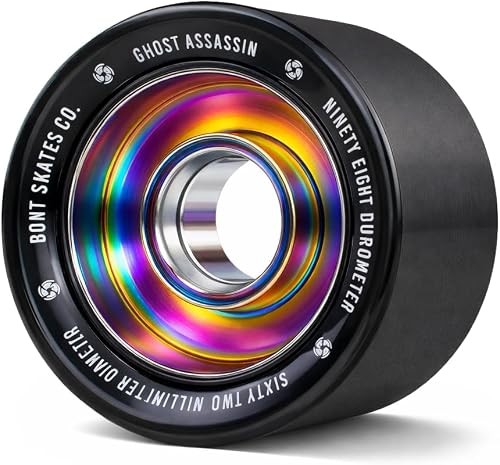 Ghost Assassin Aluminum Hub Roller Skate Wheels, Indoor Jam & Speed, 62mm 98A, Set of 4 | Black