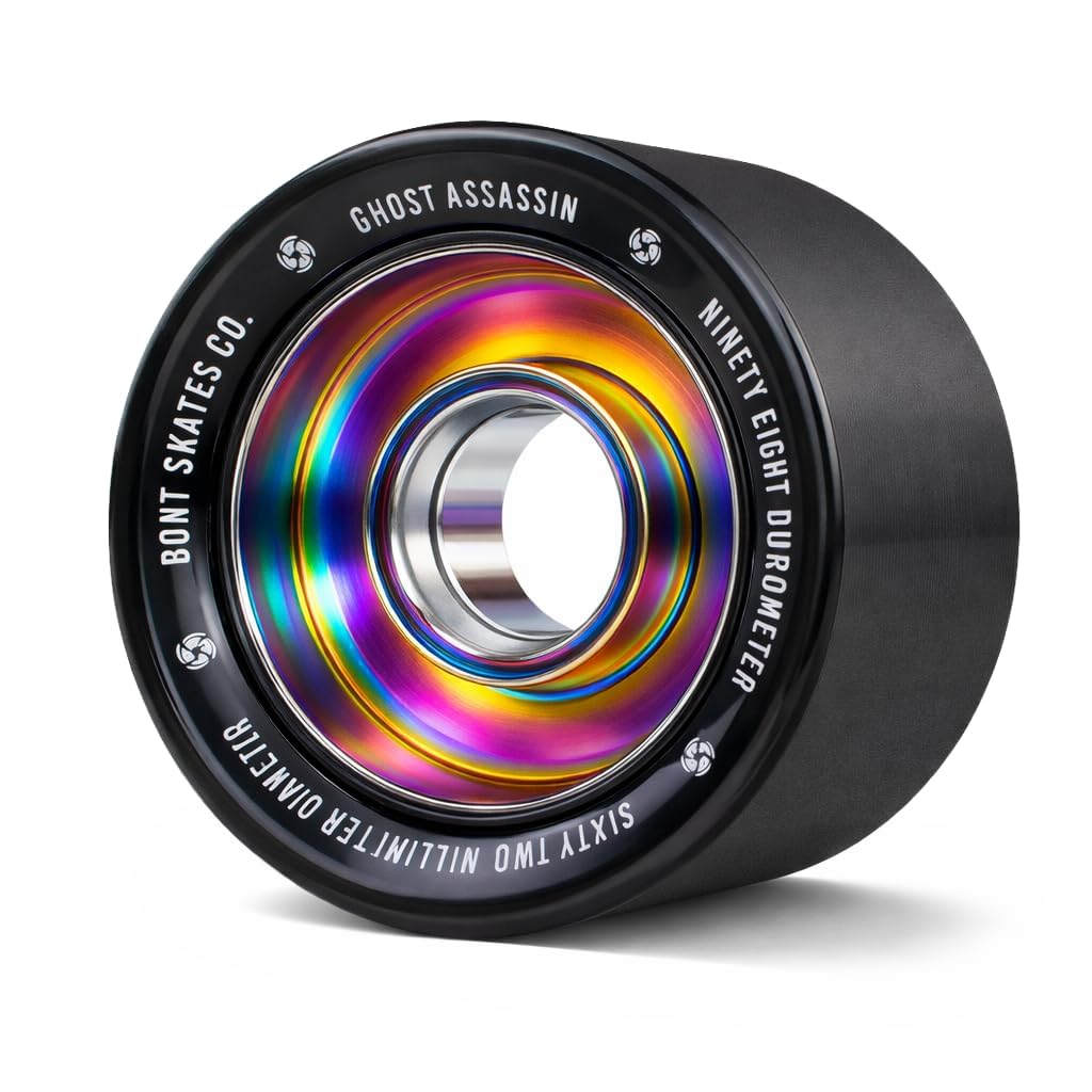 Bont Ghost Assassin Aluminum Hub Roller Skate Wheels, Indoor Jam & Speed, 62mm 98A, Set of 4 | Black