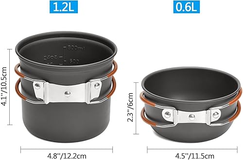 Miniatura 2 de HUIOP Olla, utensilios de cocina de camping, utensilios de cocina para acampar, kit de desorden portátil, juego de cocina para ollas y sartenes