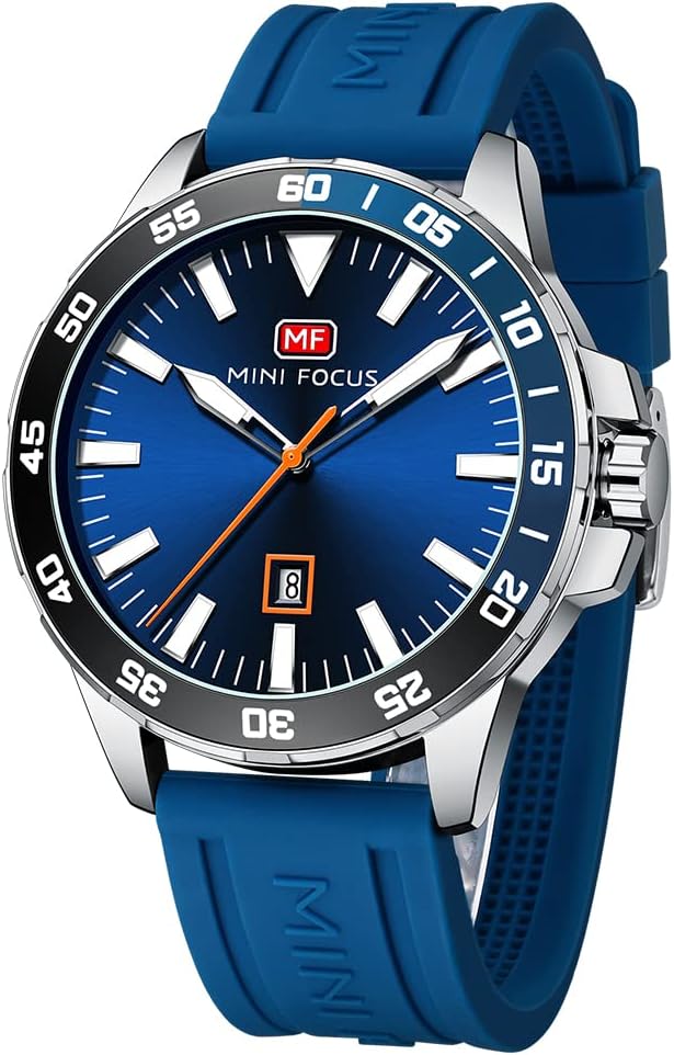 Fashion Simple Mens Watches with Stainless Steel Waterproof Chronograph Quartz Watch for Men Casual Wrist Watch with Silicone Strap Auto Date