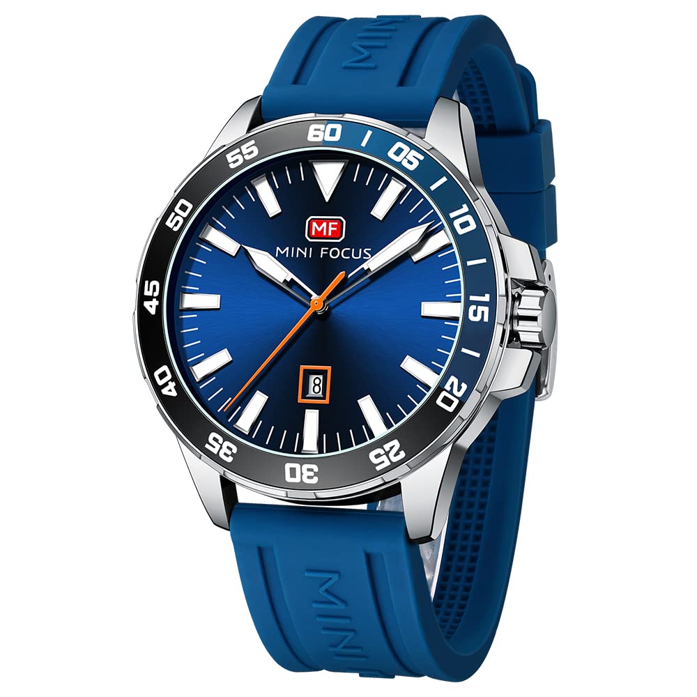 AIMESFashion Simple Mens Watches with Stainless Steel Waterproof Chronograph Quartz Watch for Men Casual Wrist Watch with Silicone Strap Auto Date