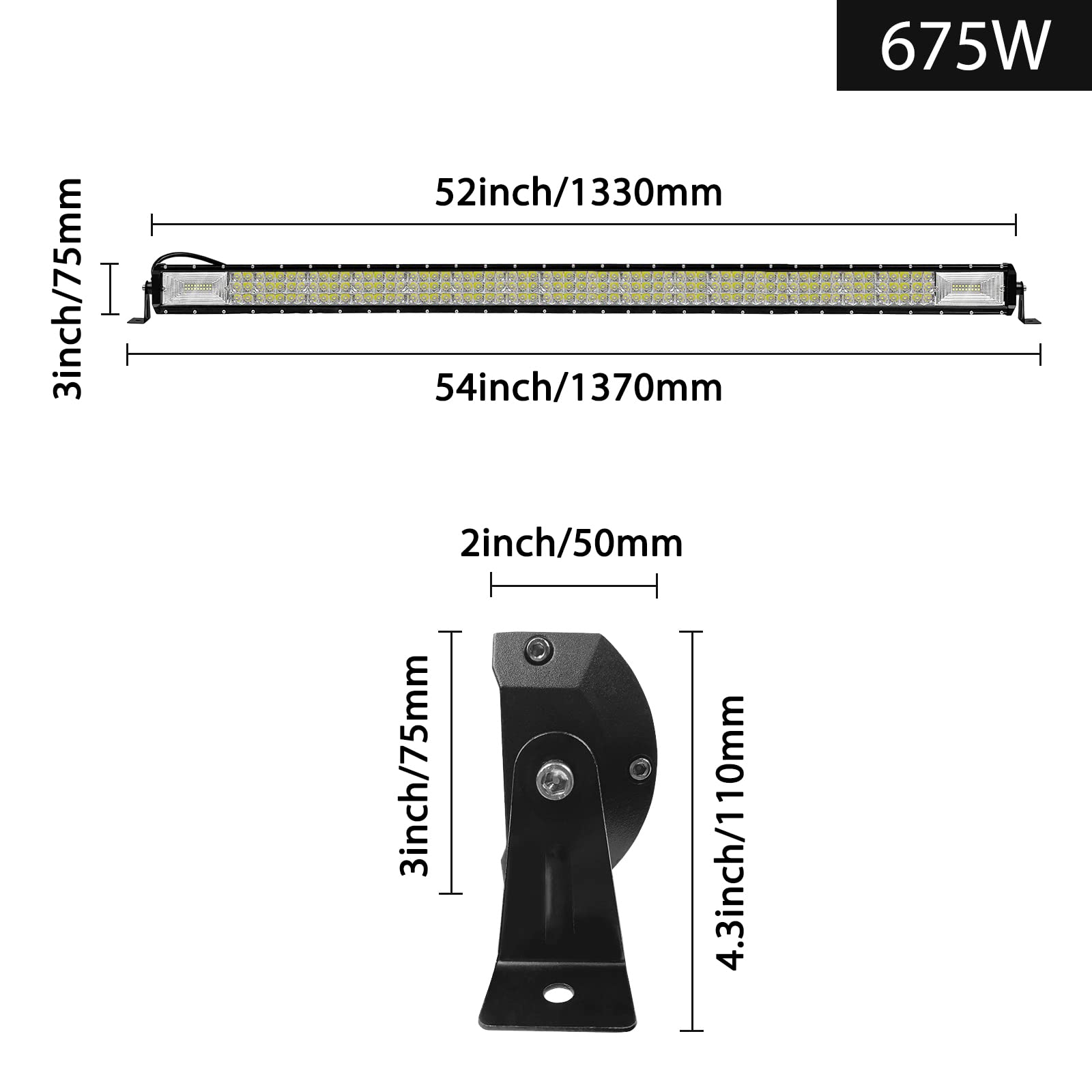 YRHome Reflektor roboczy LED, 675 W, IP67, 10 – 30 V DC Offroad