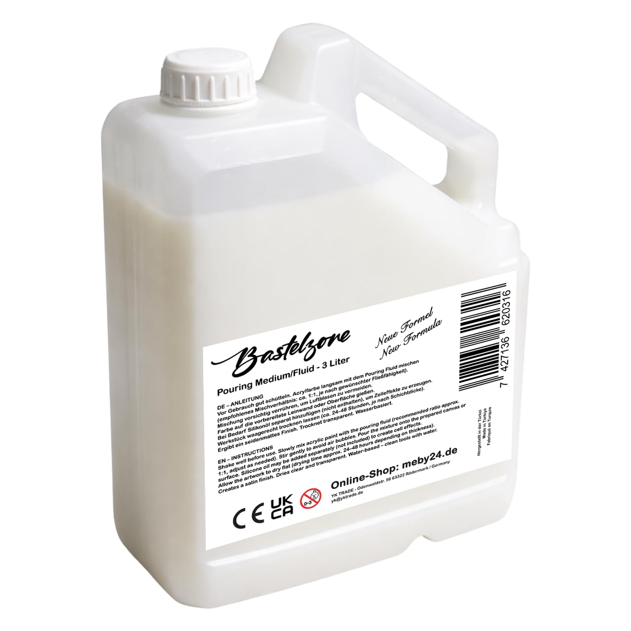 Pouring Medium – Material acrílico para fluido art, técnicas de vertido y tecnología de flujo – aumenta el flujo de color, transparente, satinado, no amarillea, flexible (3 litros)