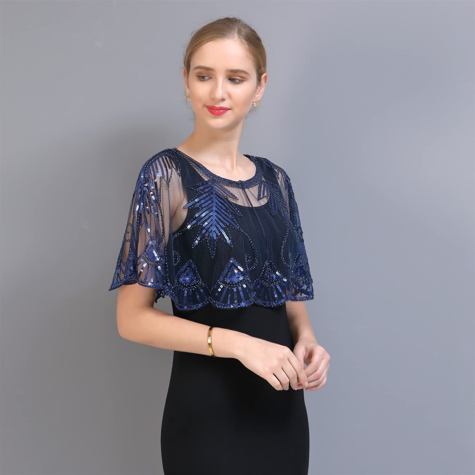 GIBZ Donna Scialle con Paillettes Elegante Abiti da Sera 1920's Cardigan Morbido Vintage Stole