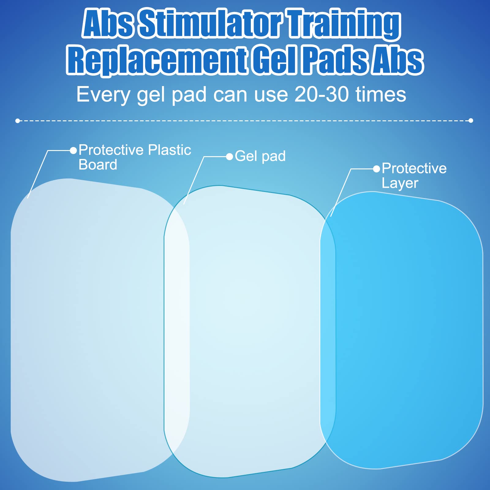 Hungdao 100 Stück 50 Packungen Gelpads für ABS-Stimulator ABS Trainer Ersatz Gel Sheet ABS Gel Pads Muskel Stimulator Pads für Bauchmuskeltrainer AB Workout Toning Belt