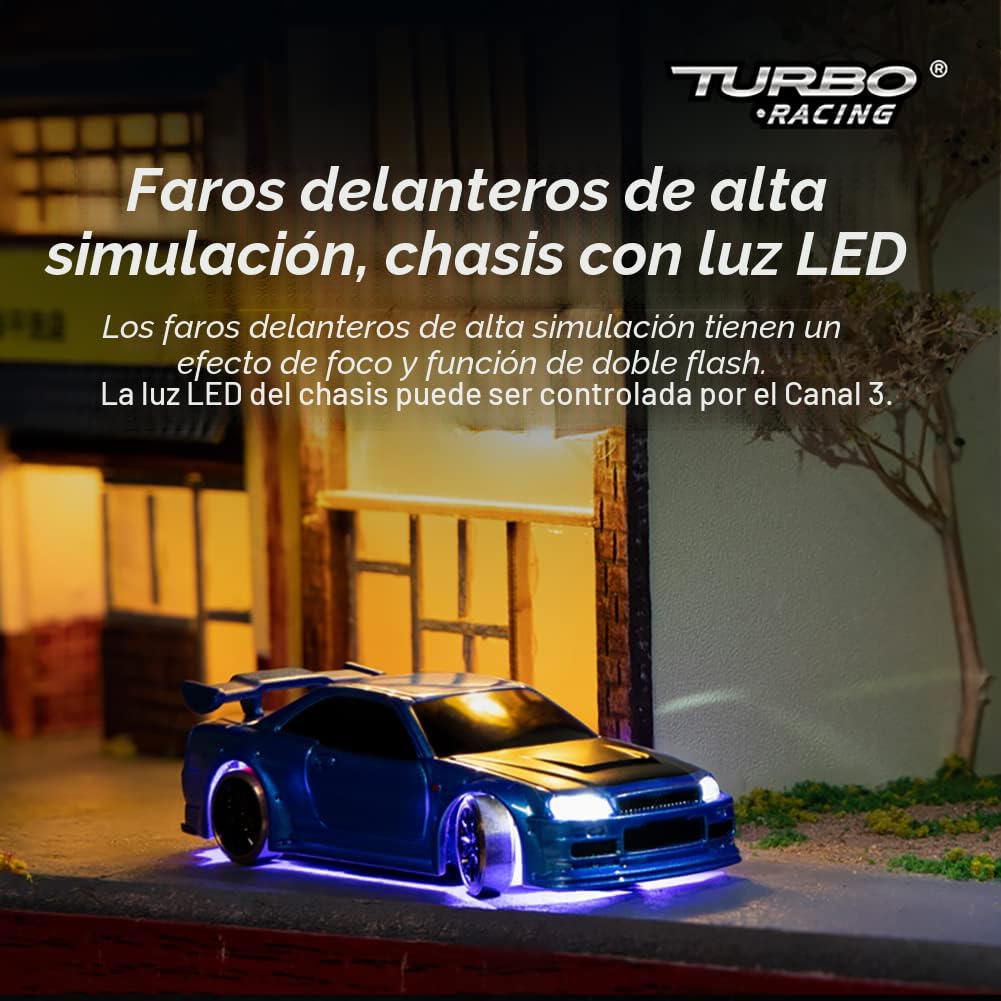 Amazon.com: FLYCOLOR Turbo Racing - Coche RC Drift a escala 1:76