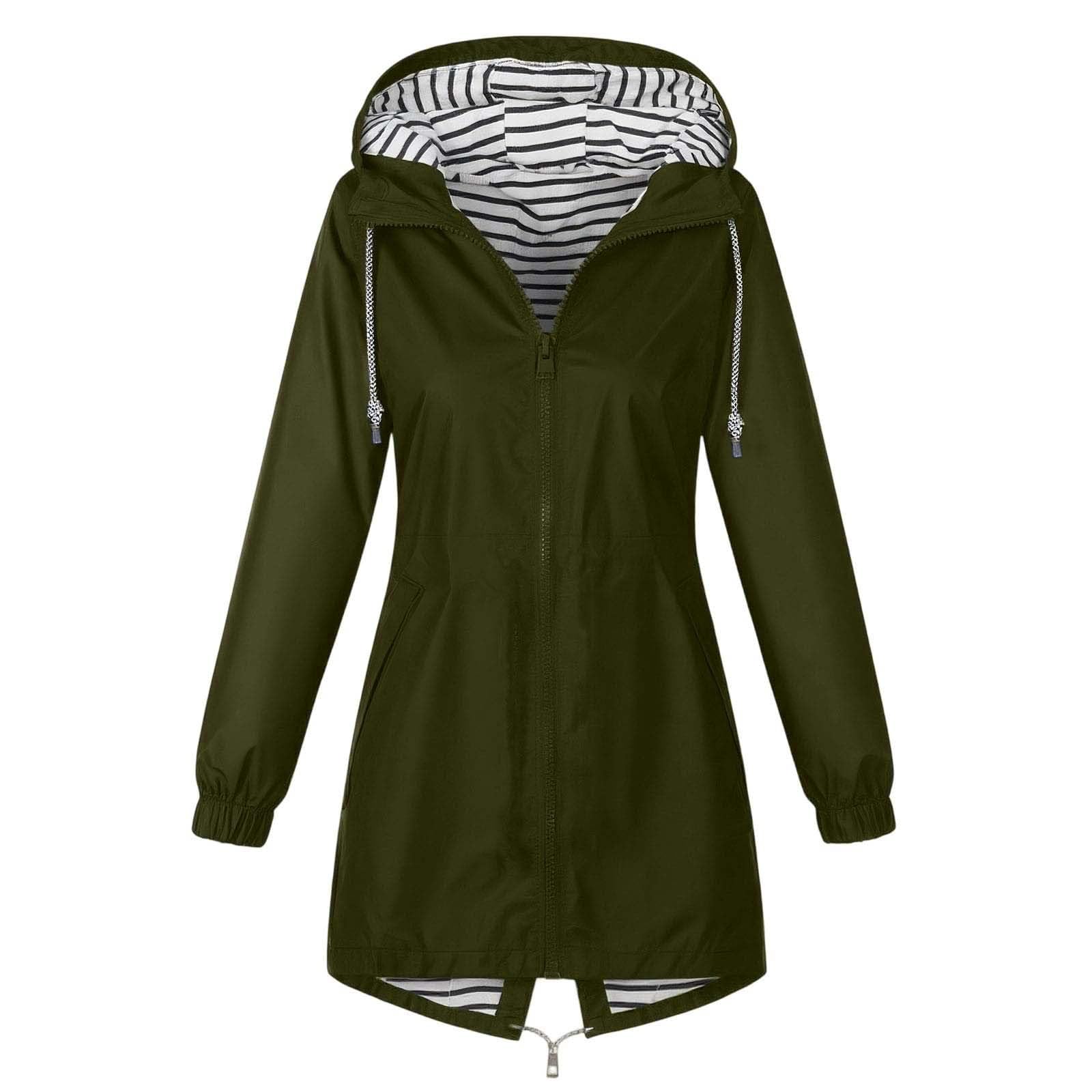Giacca Da Donna Autunno Inverno Tinta Unita Con Cappuccio, E Cerniera, Lunghezza Media In Pelle Corta Pioggia Soft Shell Impermeabile Giacche Antipioggia Transparent Raincoat Cappuccio