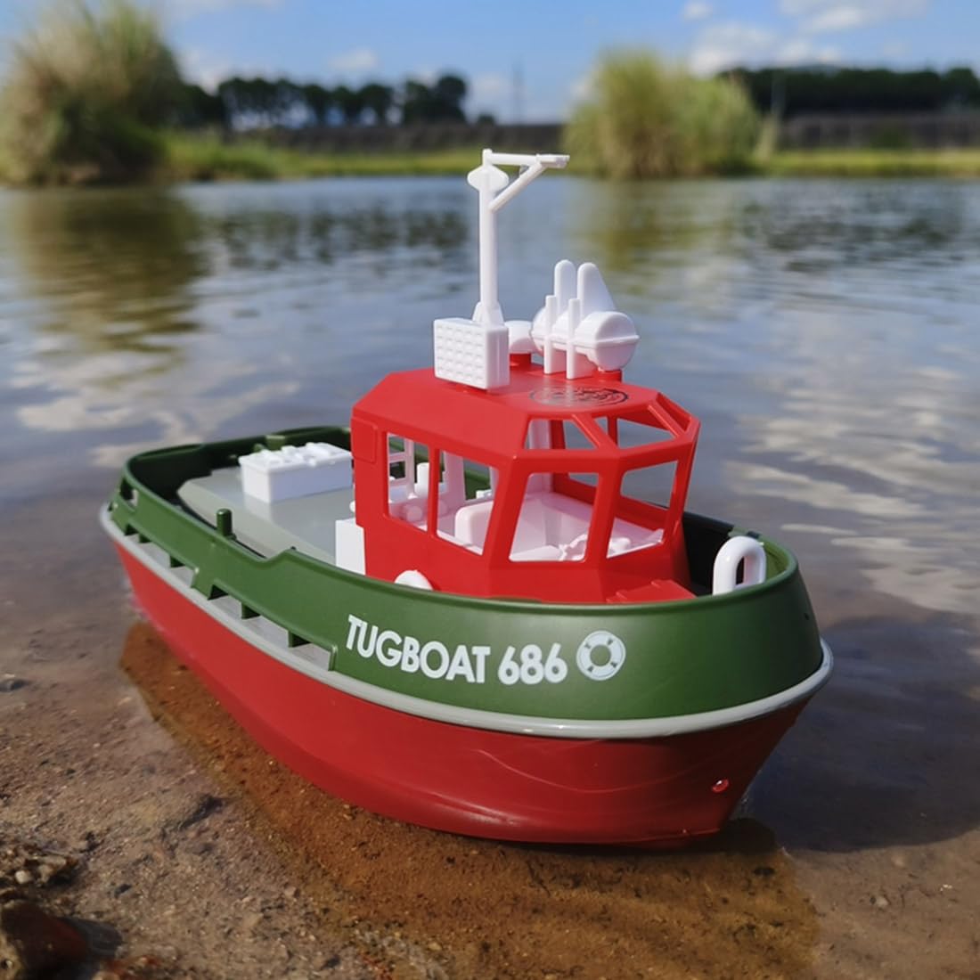 Elektryczny holownik 1/72 2,4 GHz RC, 8 km/h, zdalny zasięg 50 m, automatyczny alarm o niskim poborze mocy/nadmiernego lotu, idealny do zabawy w rzece, nad jeziorem i morzem, przygody wodne