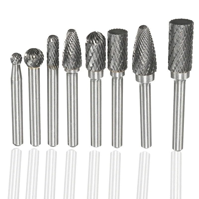 8-Piece Set of 6Mm Handle Tungsten Steel Grinding Head Set Rotary File Electric