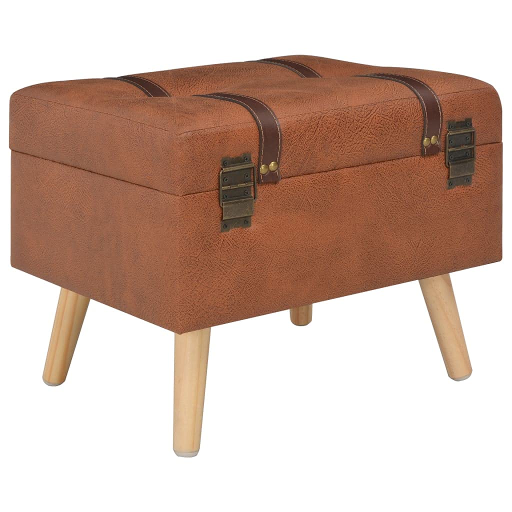 Banc rembourré avec compartiment de rangement en cuir synthétique et pieds bois massif