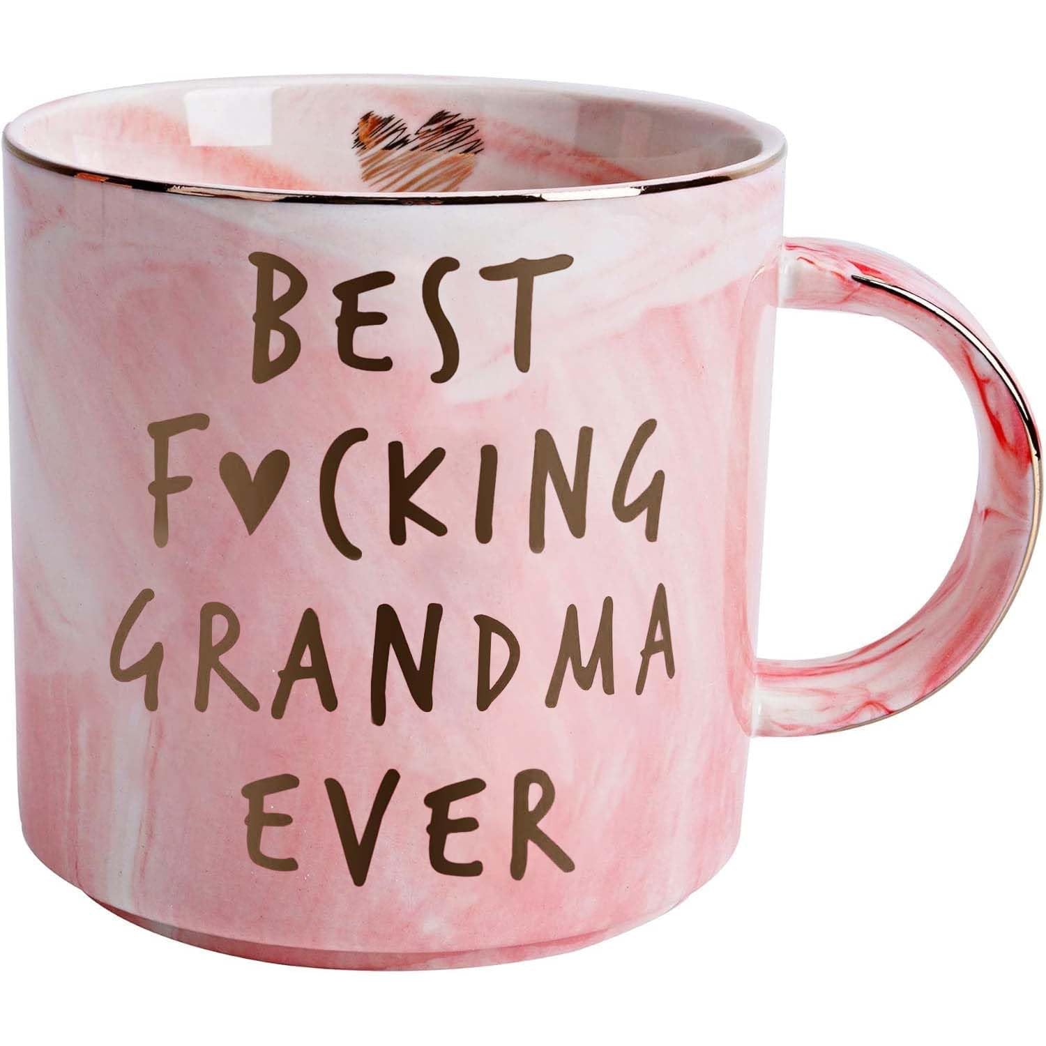 Grandma Birthday Gifts - Best Grandma Ever - Funny Gift for Nana, New Grammy, Pregnancy Announcement for Grandparents to Be, Grandmother - Pink Marble Mug, 11.5oz Coffee Cup