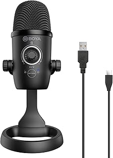 Computer Microphone for PC Mac,BOYA by-CM5 Desktop USB Gaming Mic for Recording, Streaming, Podcast,Twitch,YouTube,Android,PC Mac -USB Type C Plug and Play-Monitoring and Gain Control