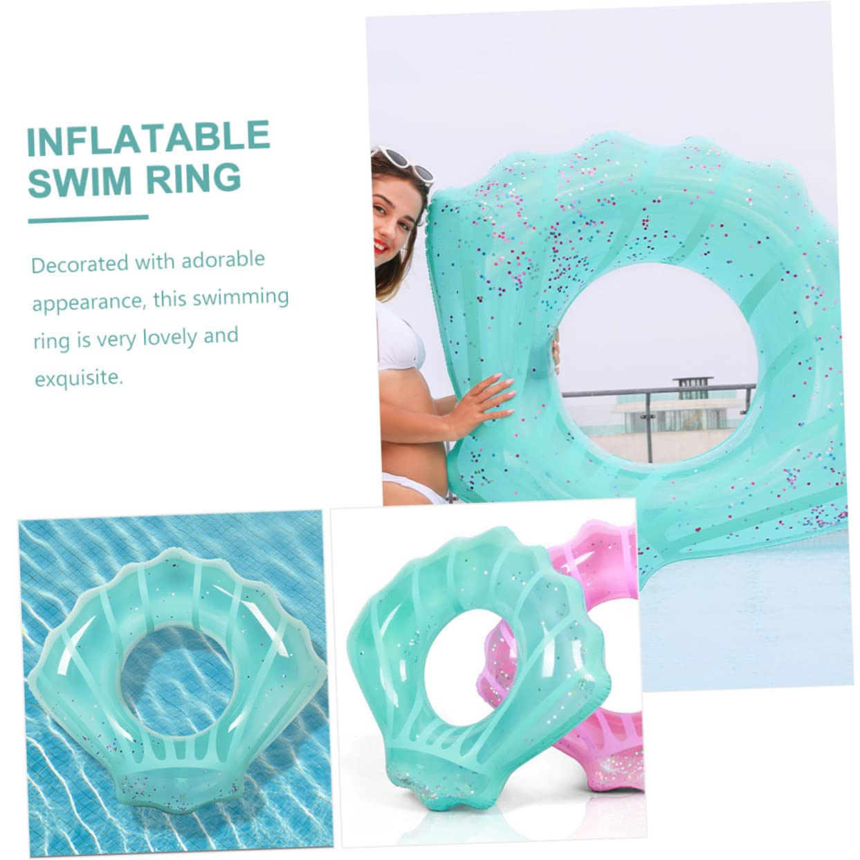 ORFOFE PVC Beach Swimming Ring Inflatable Pool Tube Toy for Adults Boys and Girls Pink Inflatable Pool Float