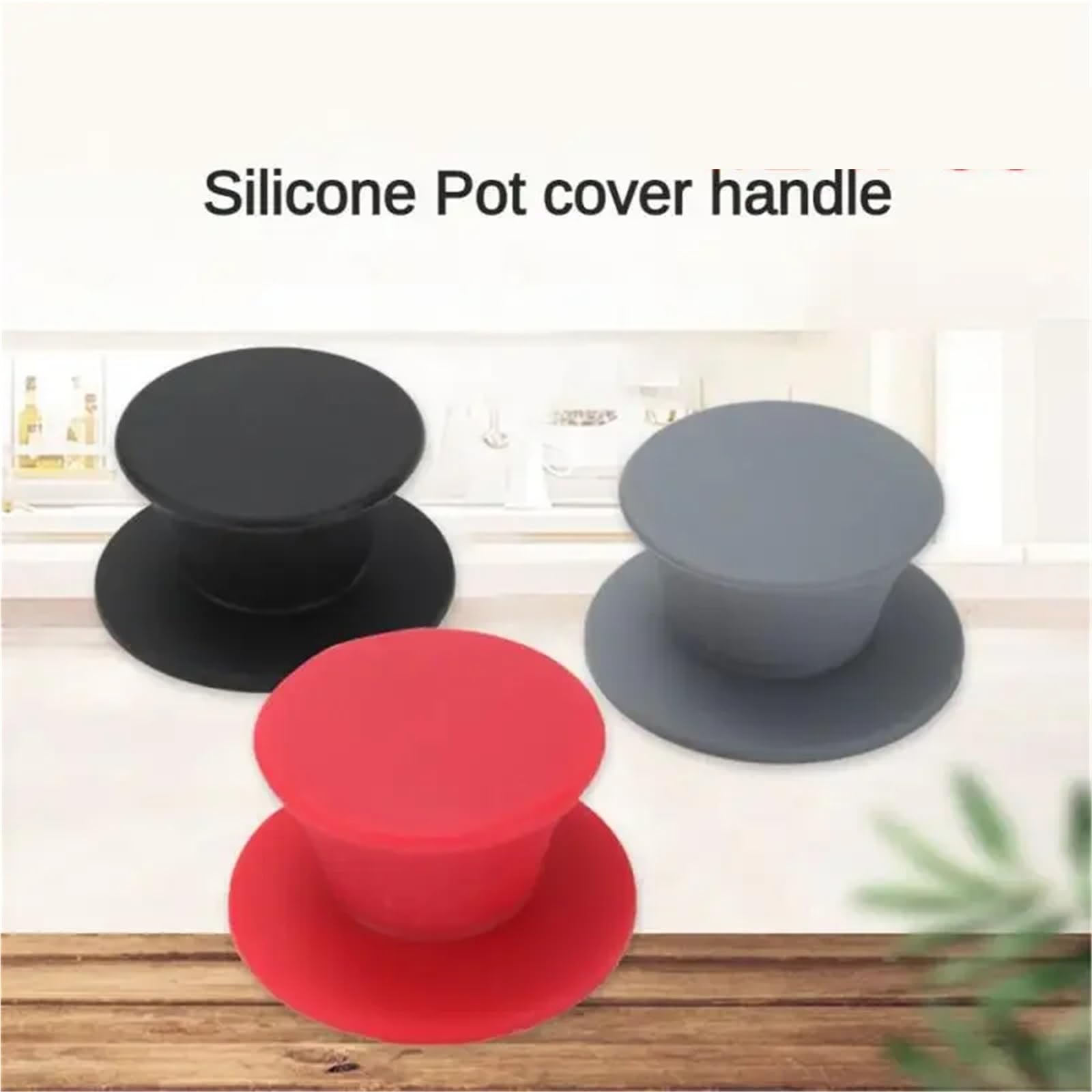 Asa de la tapa de una olla, Reemplazo de mango tapa olla silicona universal multicolor 10 piezas(Black)