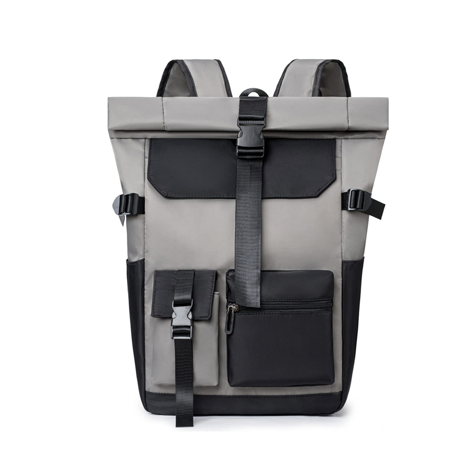 FANDARE Retrò Zaino Rolltop Ultraleggero Porta PC 15.6 Pollici, Zainetto per Scuola Università Viaggio Lavoro, da Uomo Donna - Grigio Scuro