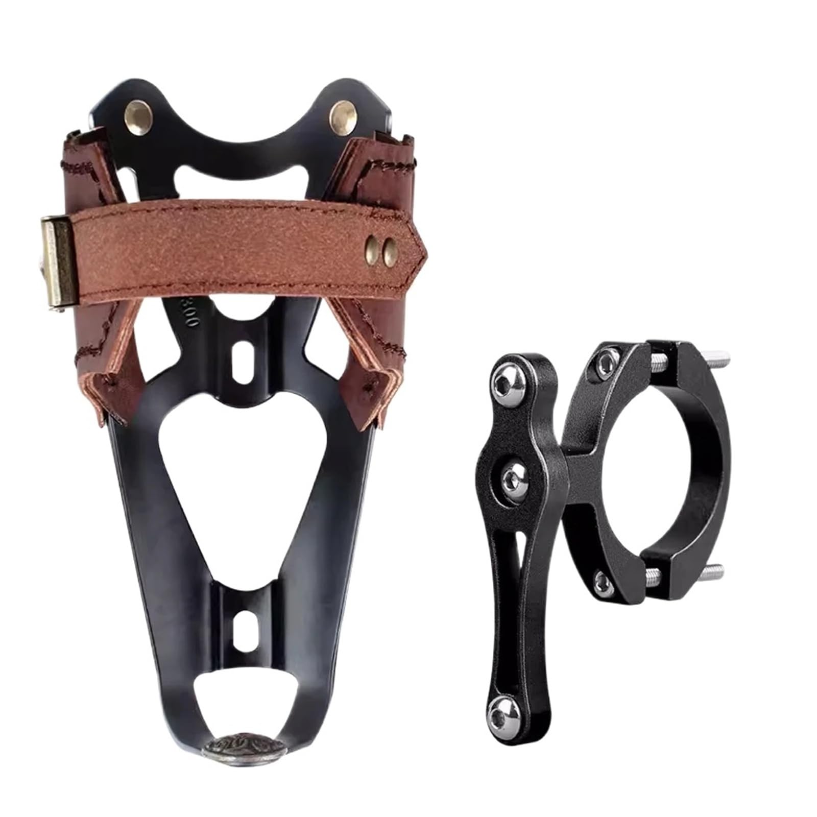 Genérico Portabotellas for Bicicleta de montaña, portabotellas Ajustable de Cuero Retro Ligero, Accesorios for Ciclismo de Carretera