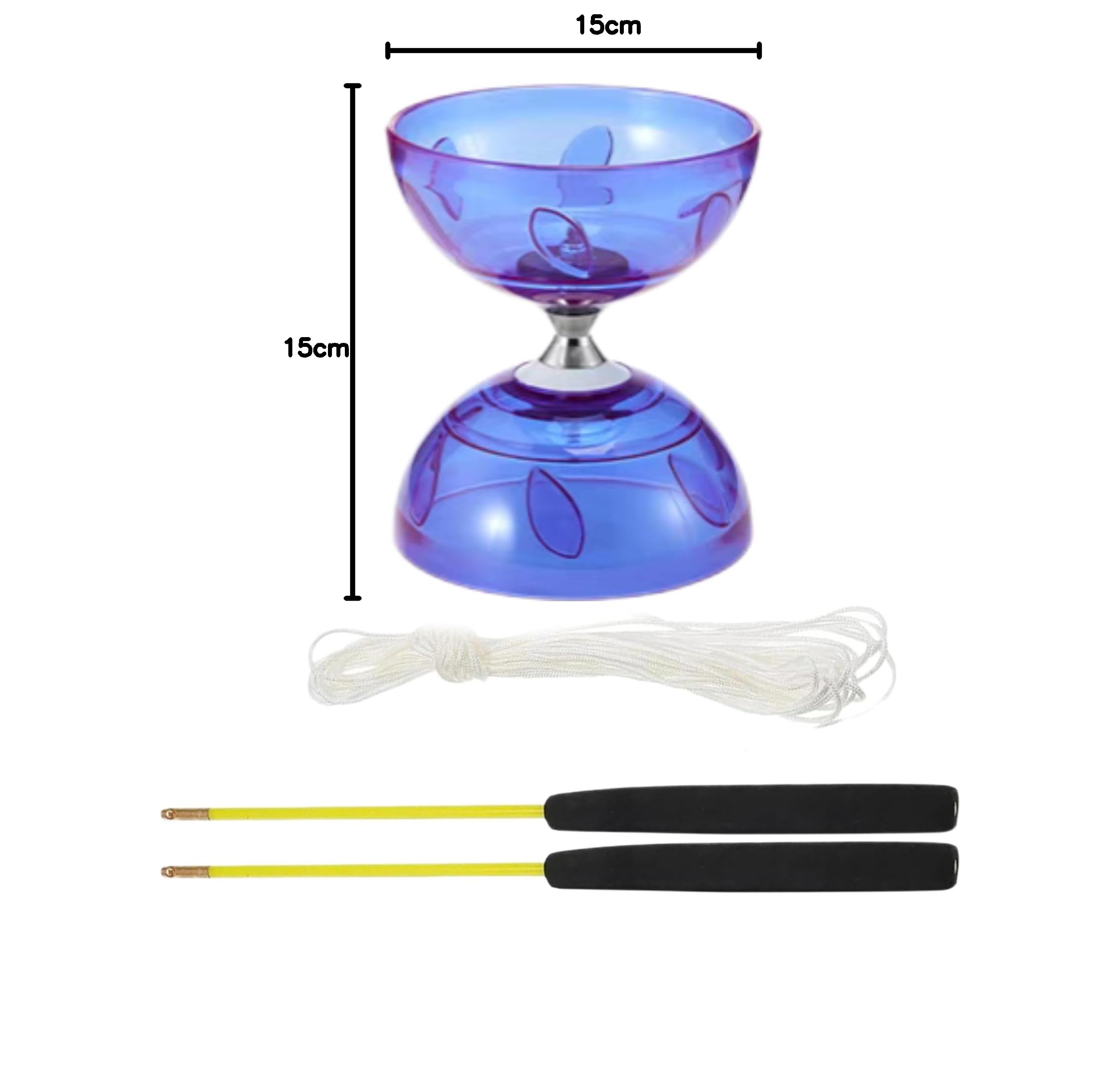 Diabolo mit Kugellager, Kommt mit professionellem Stick,Freizeitsport, perfekt für Outdoor-Sportarten (Lila)