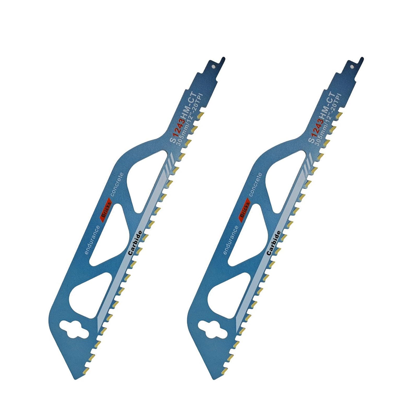 2 Pièces 305mm Lame Scie Sabre Brique Universelle en Carbure | Professionnel Lames de Scie Alternative en Carbure pour Coupe de Brique, Béton Cellulaire, Bois, Métal, Parpaing