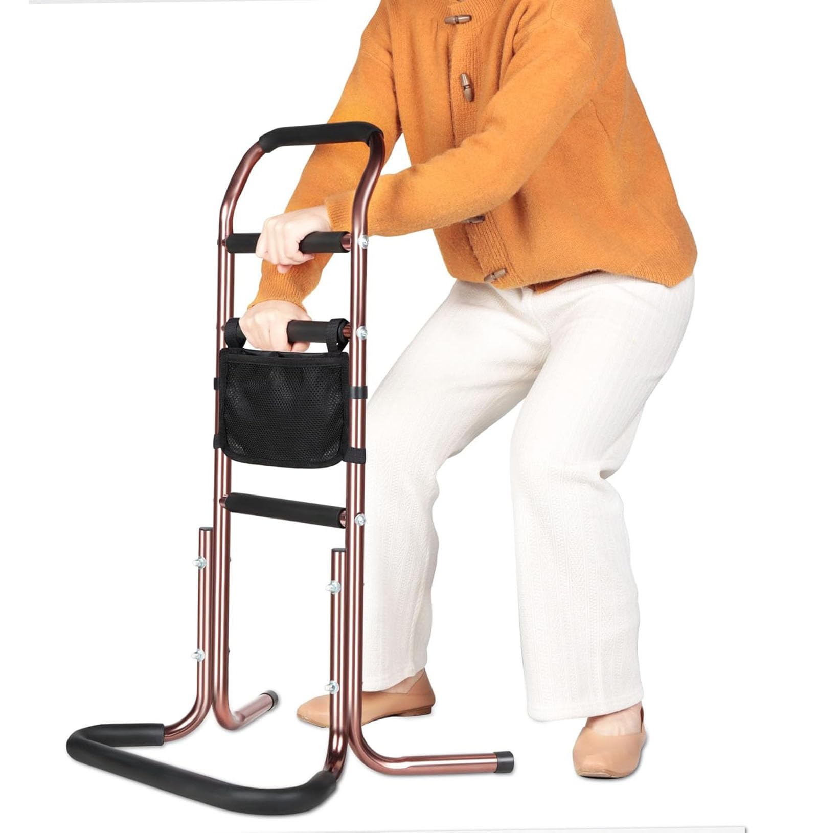 Aiuto per stare in piedi per anziani, sponde per letto regolabili in altezza, ausili portatili per la mobilità e la vita quotidiana con tasca portaoggetti, per sedie, divani e WC per disabili