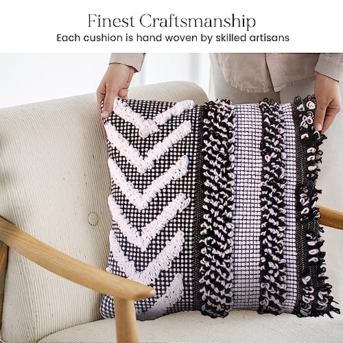 Artizenway Hand Woven Cushion Cover-16X16 Minimalist Throw Pillow-Geometric Design-Decorative Boho Cushion Cover& Pillow Case For Sofa,Bed,Chair,Car,Bedroom, Living Room,Farmhouse #TOP4