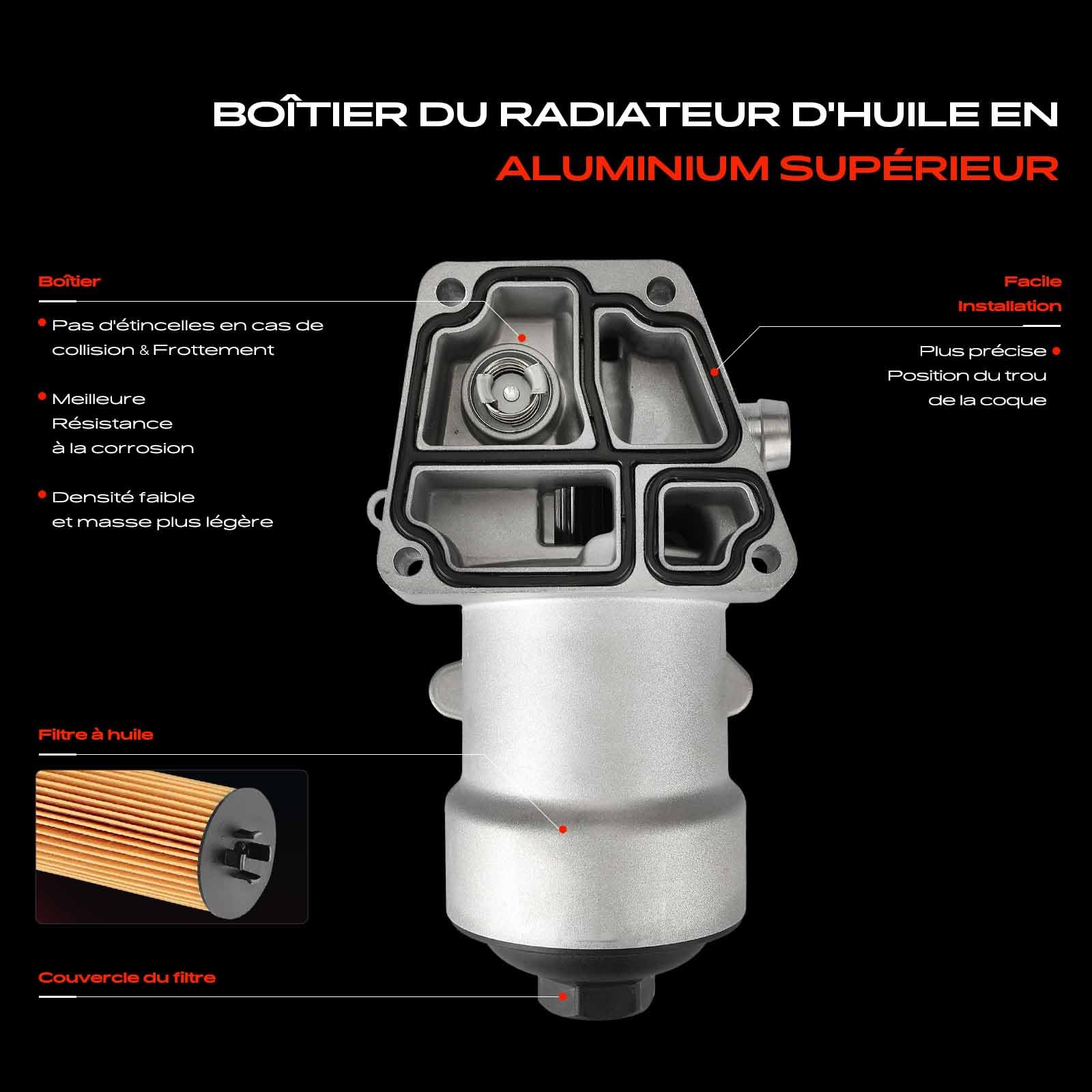 Frankberg Refroidisseur d'huile moteur avec boîtier de filtre à huile | 03L115389C; Compatible avec: A1 Sportback 8XA 8XF, CC 358, Coléoptère 5C1 5C2, TT 8J3, O.c.t.a.v.i.a II Combi 1Z5