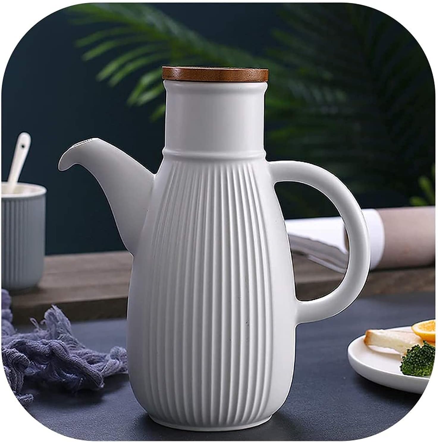Oil Can Olive or Vinegar Bottle Anti-Leakage Olive Oil Vinegar Dispenser Bottle 750ml Kitchen Cruet Condiment Bottle with Cap Dust Proof and Leak-Proof-Blue