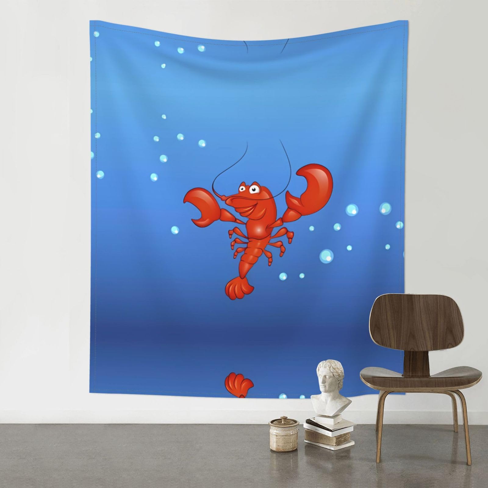 HJFCZH Sea Lobster Prints Wall Tapestry 60x51in – Boho Decor Throw for Bedroom, Dorm, Beach Cover & Picnic Blanket