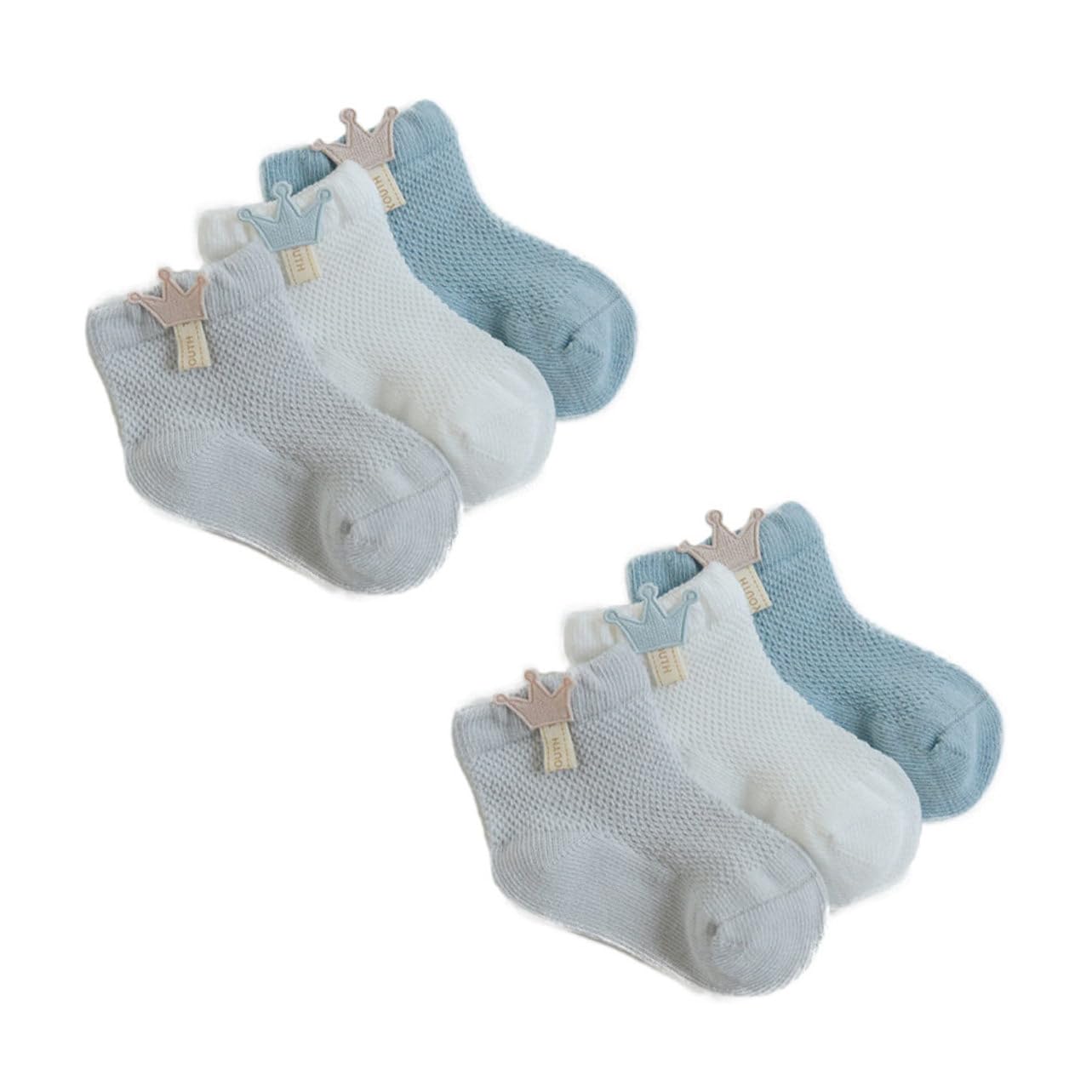 TOGEVAL Baby Short Socks Set 6 Pairs Cotton Socks for Boys and Girls Antiskid Comfortable Breathable Design