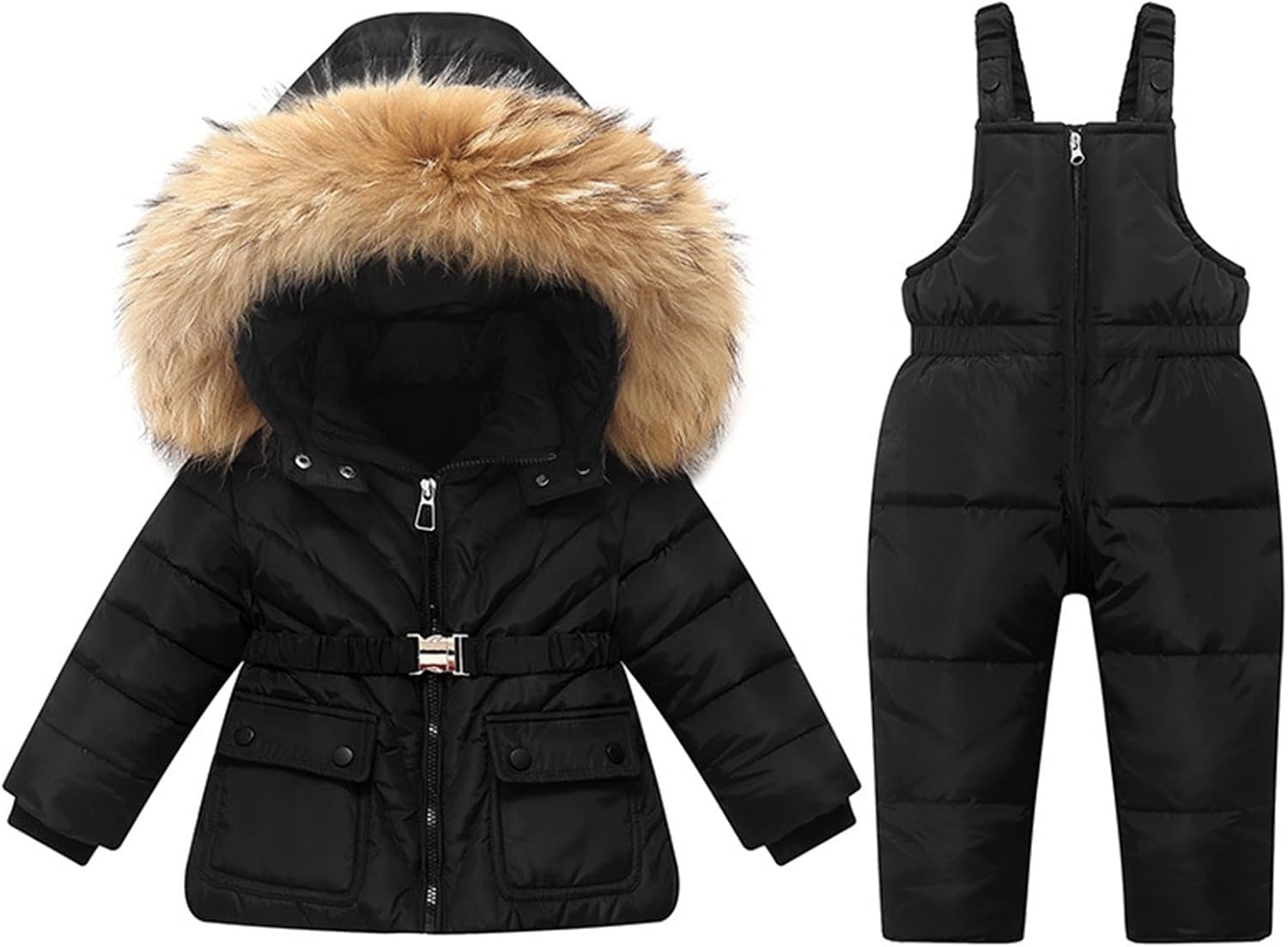 Toddler Baby Girls Boys Ski Jacket and Pants Set Winter Snowsuit Quilted Ski Overalls Sets Insulated Water-Resistant Snowwear