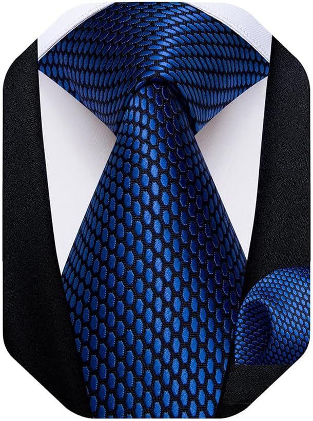 Mens Solid Color Tie and Pocket Square Set Woven Silk Plain Necktie & Handkerchief for Men Wedding Party Formal