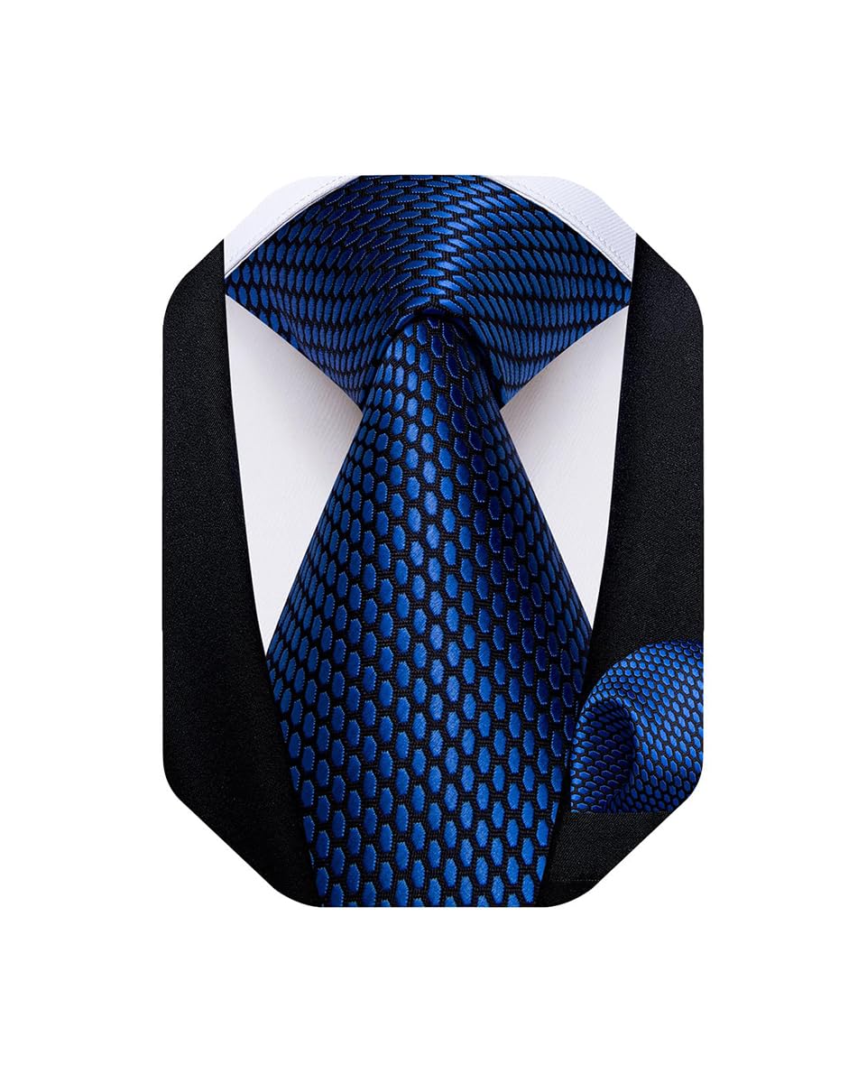 Mens Solid Color Tie and Pocket Square Set Woven Silk Plain Necktie & Handkerchief for Men Wedding Party Formal