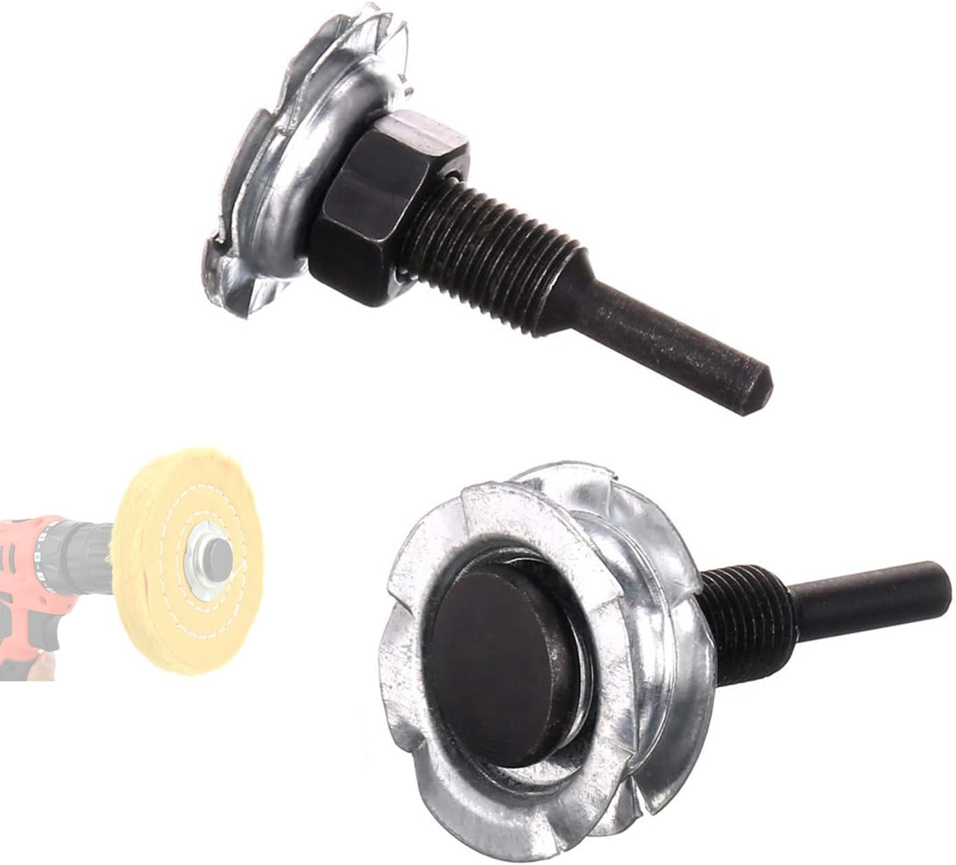 Arbor Mandrel for Drill 1/4" Shank 1/2" Threads Arbor Adapter for Buffing Polishing Wheel 2pcs