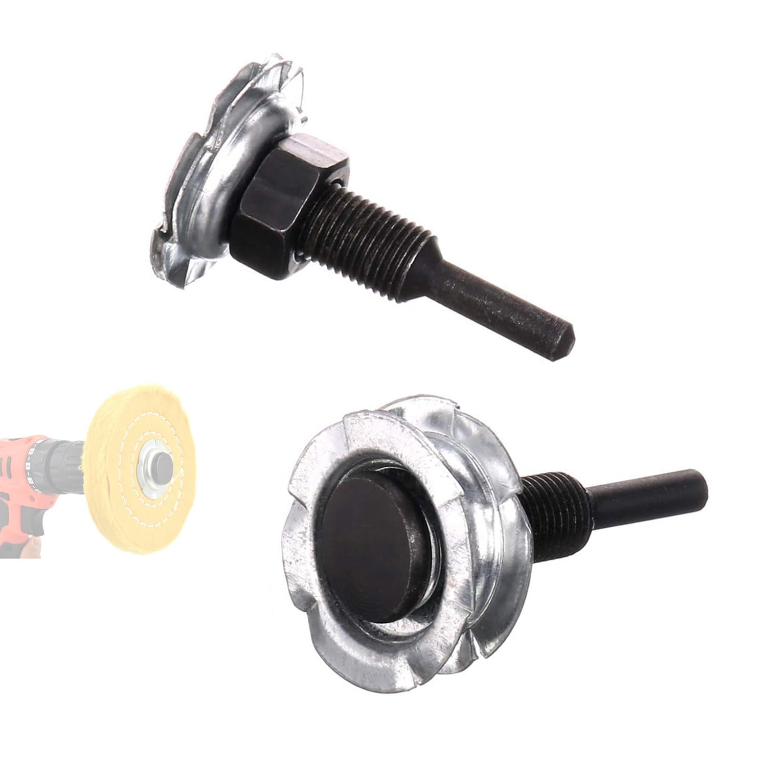 1/4" Diameter Shank, 1/2" Arbor Drill Arbor Adapter, Mandrel for Drill into a Buffing/Polishing Wheel, 2 PCS